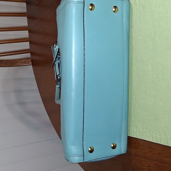 Coach Chelsea Carryall Elegant Robin Egg Blue Leather Satchel Bag - Picture 4 of 11